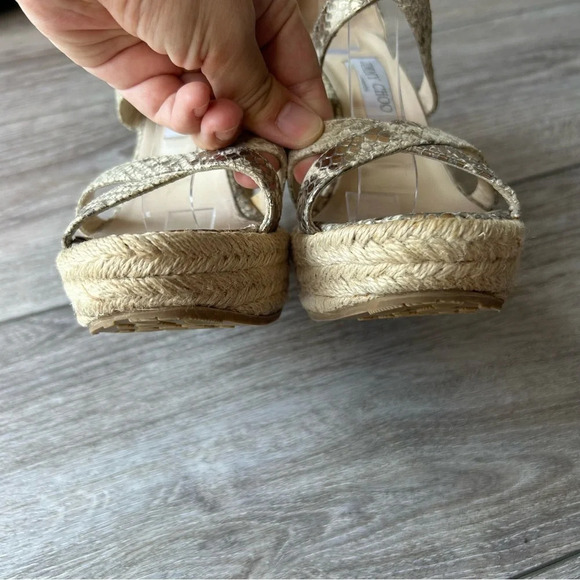 Jimmy  Choo Snakeskin Espadrilles Wedge Sandals - Picture 5 of 16